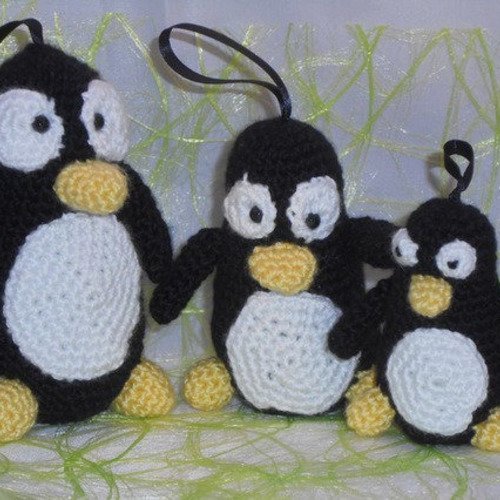 Tutoriel family manchot pingouin explications tuto patron au crochet en français amigurumi pattern