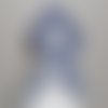 Chouchou foulard foulchie scrunchies court en tissu bleu marine et blanc