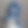 Chouchou foulard foulchie scrunchies court en tissu bleu marine turquoise et gris