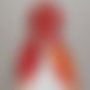 Chouchou foulard foulchie scrunchies long en tissu rouge  rouge et orange