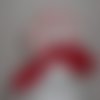 Chouchou foulard foulchie scrunchies court en tissu rouge et blanc imprimé coeurs
