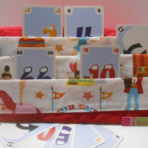 Porte cartes à jouer support cartes de jeux mains libres en tissu imprimé cirque hermine