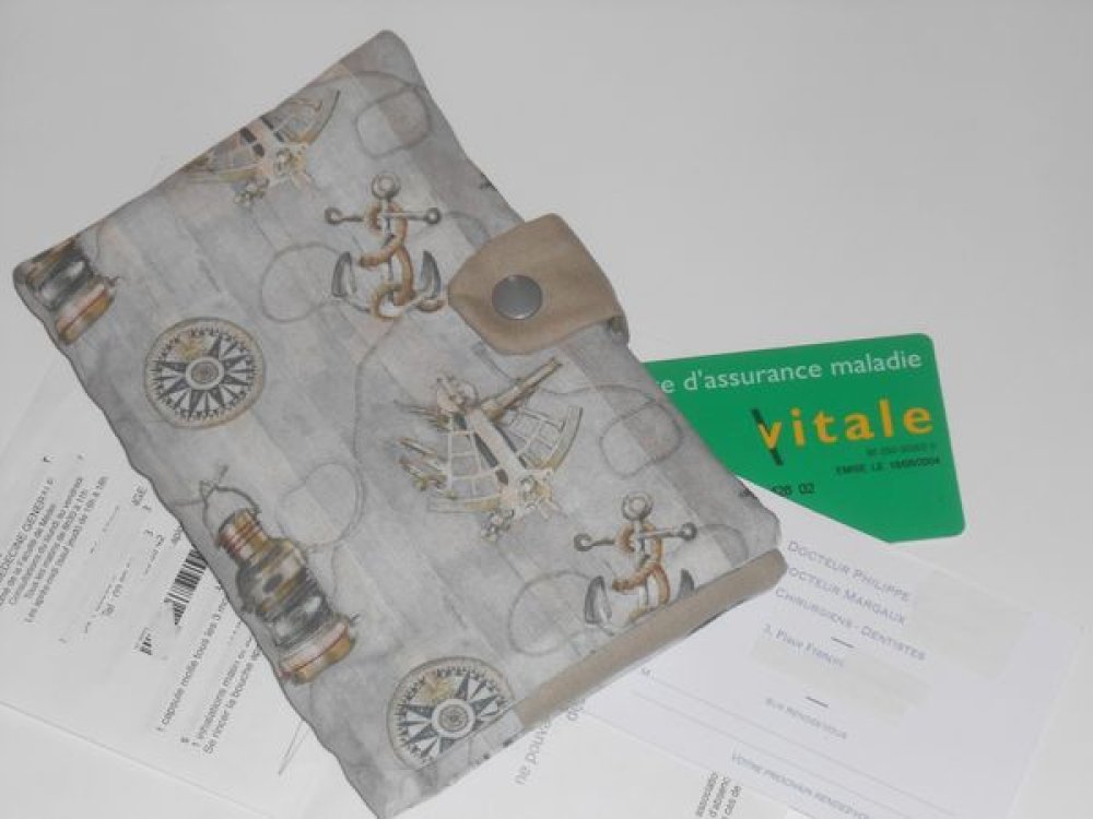 Pochette médicale porte ordonnance pharmacie carte vitale en tissu imprimé  instruments maritimes homme - Un grand marché