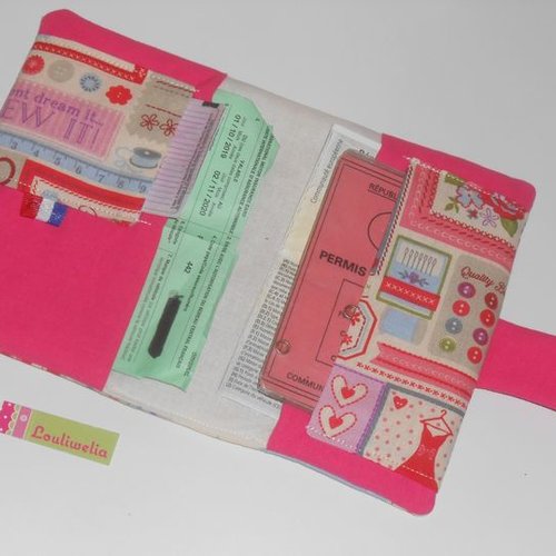 Pochette papier voiture v?�hicule rangement carte grise assurance permis de conduire tissu ?�cru 