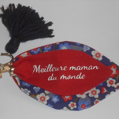 Maman personnalisée porte-clés / bijou de sac "pétales" original en tissus et pompon "meilleure maman du monde"