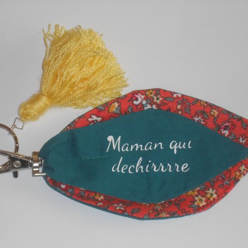 Maman personnalisée porte-clés / bijou de sac "pétales" original en tissus et pompon "maman qui dechirrre"