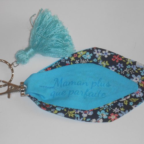 Maman personnalisée porte-clés / bijou de sac "pétales" original en tissus et pompon "maman plus que parfaite"