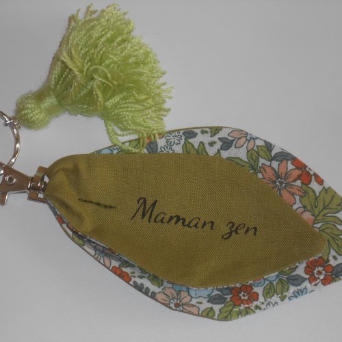 Maman personnalisée porte-clés / bijou de sac "pétales" original en tissus et pompon "maman zen"