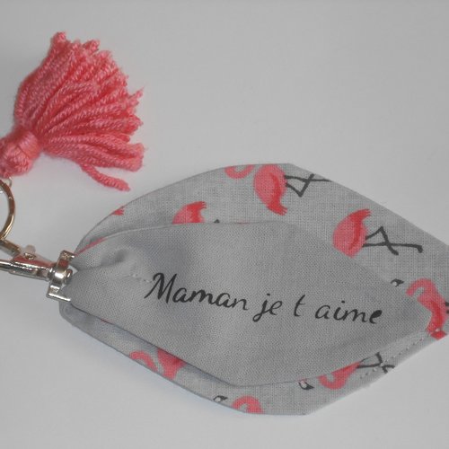 Maman personnalisée porte-clés / bijou de sac "pétales" original en tissus et pompon "maman je t'aime"