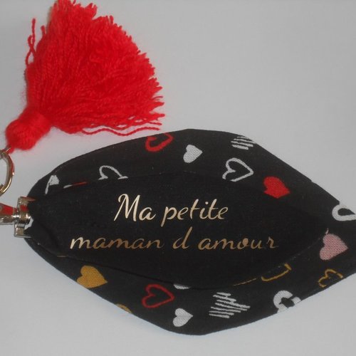 Maman personnalisée porte-clés / bijou de sac "pétales" original en tissus et pompon "ma petite maman d'amour"