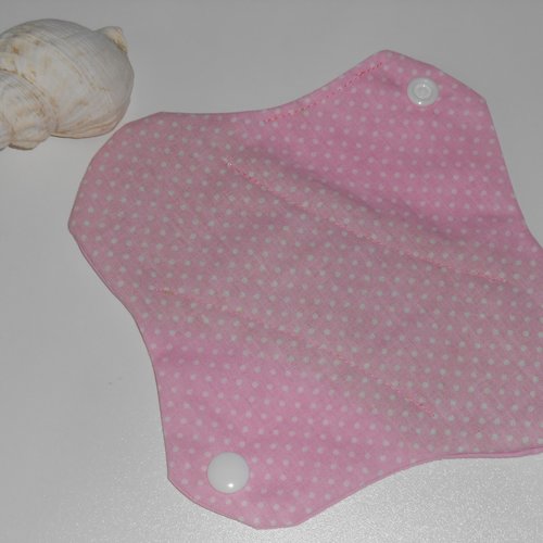 Protège slip lingerie lavable hygiènique en coton et éponge rose pois blancs nenette