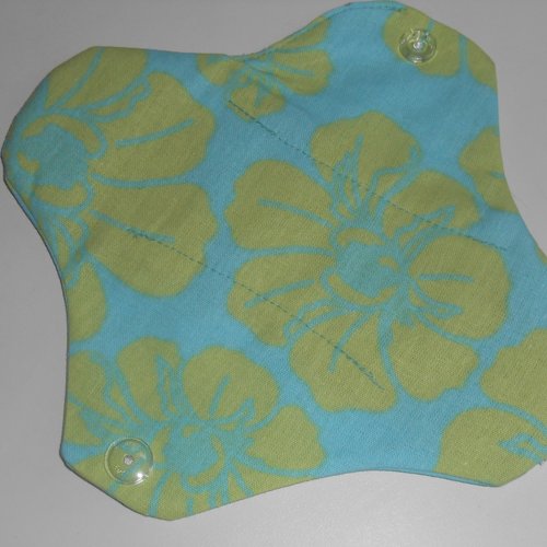 Protège slip lingerie lavable hygiènique en coton et éponge bleu tiaré tahiti vert nenette