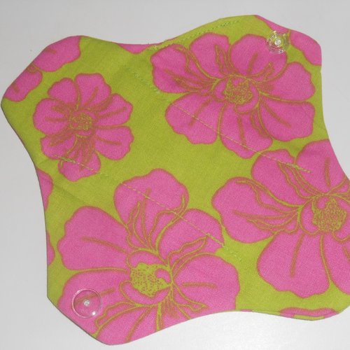 Protège slip lingerie lavable hygiènique en coton et éponge vert tiaré tahiti rose nenette