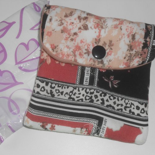 Pochette serviettes hygiéniques rangement housse trousse étui en tissu style foulard rosy