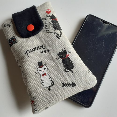 Pochette housse smartphone étui de rangement téléphone portable chats sonia