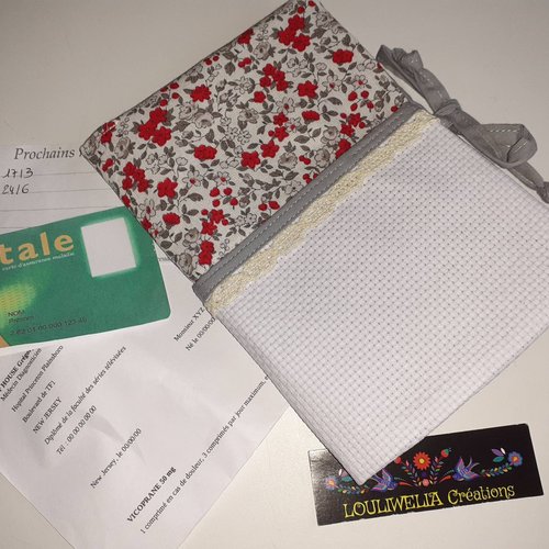 A broder support pochette médicale étui rangement carte vitale ordonnances pharmacie en tissu ophelia