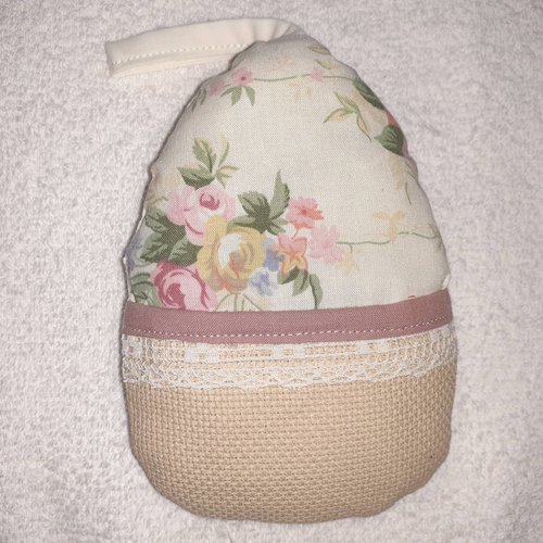 A broder ouvrage support coussin oeuf de pâques à suspendre coton écru fleurs romantique toile d'aida beige point de croix ophelia