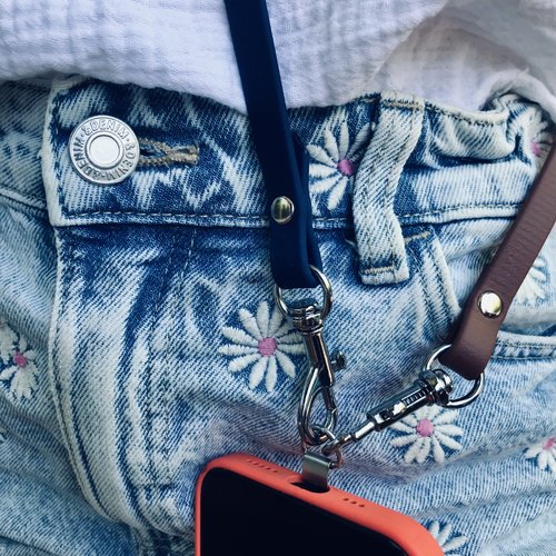 Cordon de téléphone personnalisable chic & résistant - uni ou bicolore - accessoire tendance vegan et durable