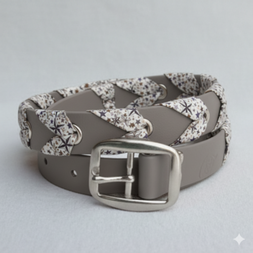 Ceinture femme personnalisable en biothane® vegan et tissu - collection tressée - intemporelle -