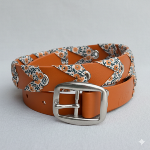Ceinture femme personnalisable en biothane® & tissu tressé - collection automne/hiver