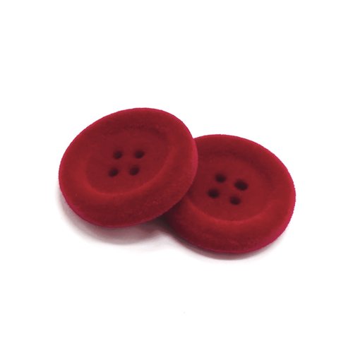 Lot 2 boutons velours rouge 25 mm travaux couture