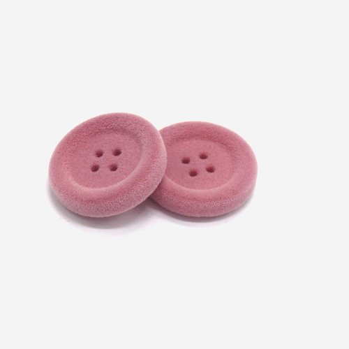 Lot 2 boutons velours rose 25 mm travaux couture