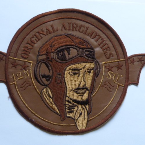 Ecusson aviateur marron à coudre ( 17,5 cm x 24 cm)