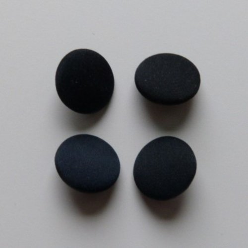 Boutons noirs tissu / métal 20 mm