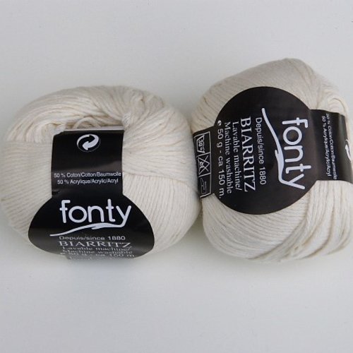 Pelotes de laine  fonty biarriz blanc , 50% coton