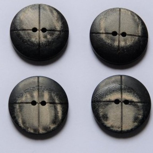 Lot 4 boutons couture 25 mm gris & noir