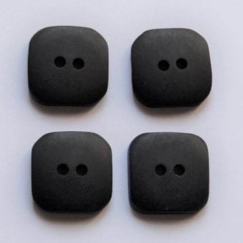 4 boutons couture noirs carré 15 mm