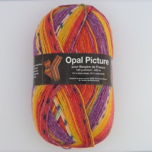 Pelote laine chaussette opal picture ( 100 gr = 425 mètres )