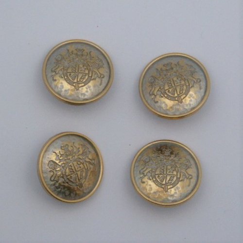 4 boutons métal or vieilli 23 mm