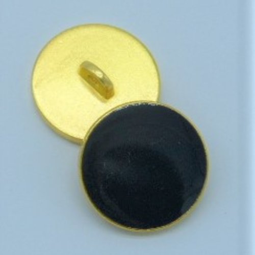 Lot 2 boutons métal noir et or 22 mm