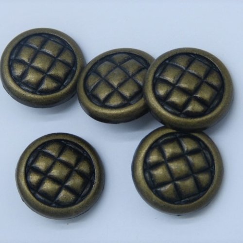 5 boutons métal bronze 22 mm