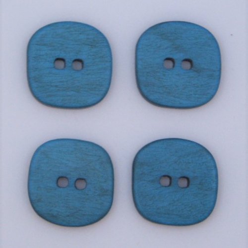 Lot 4 boutons carré bleu turquoise 25 mm