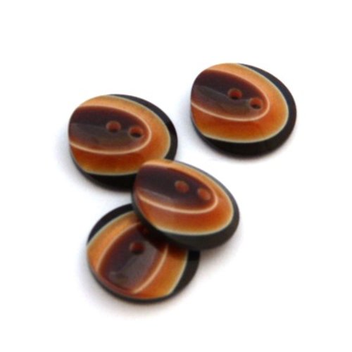 4 boutons fantaisie marron/ caramel 17 mm