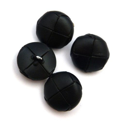 4 boutons noir aspect cuir/métal 24 mm travaux couture