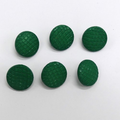 6 boutons fantaisie plastiques vert 18 mm