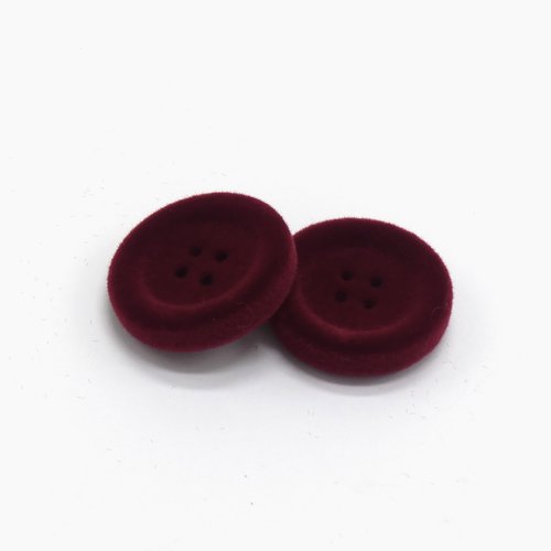 Lot 2 boutons velours bordeaux 25 mm travaux couture