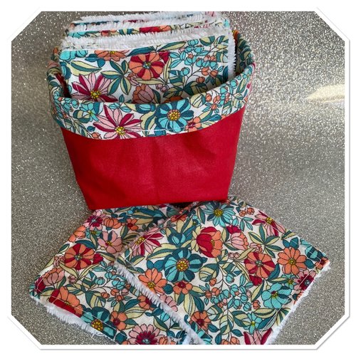 Lingettes démaquillantes, lingettes lavables et son panier assorti