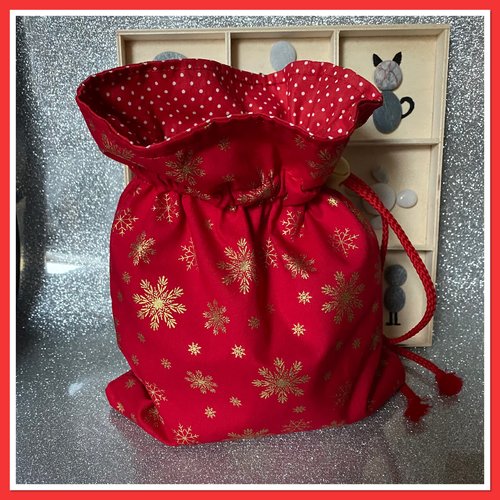 Sac / pochon tissus de noel avec initiale au choix