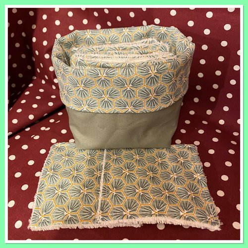 Lingettes démaquillantes, lingettes lavables et son panier assorti