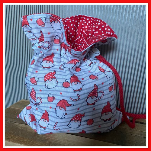 Sac / pochon tissus - sac cadeau de noel - gnomes