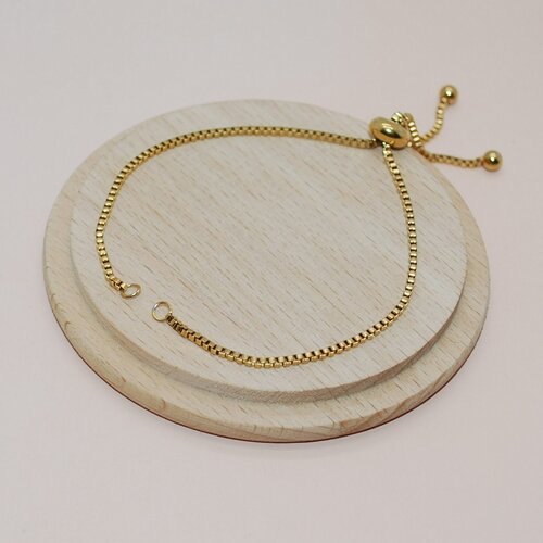 Bracelet réglable avec perle fermoir stoppeuse en acier inoxydable doré pour création de bijoux