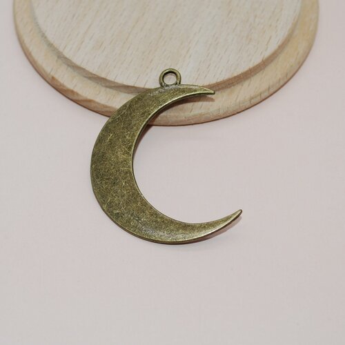 Pendentif lune bronze used pour création de bijoux, breloque lune bronze