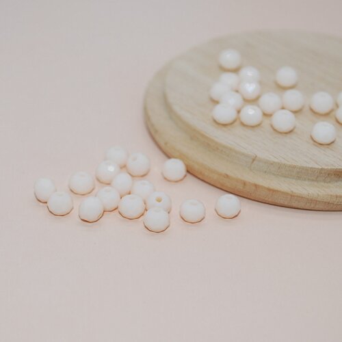 Lot de 20 perles à facettes roses pales en verre pour création de bijoux, perles 6x4mm