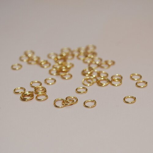 Lot de 20 anneaux de jonction 5mm en plaqué or 24k pour création de bijoux, lot anneaux 5mm