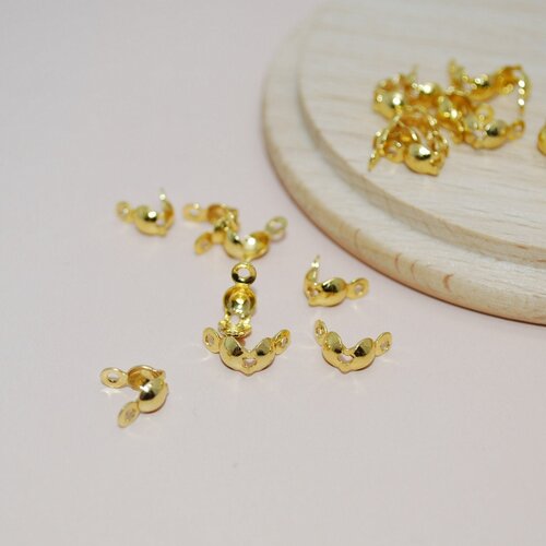 Lot de 10 cache noeuds doré en acier inoxydable 8mm pour création de bijoux, attache pendentif doré