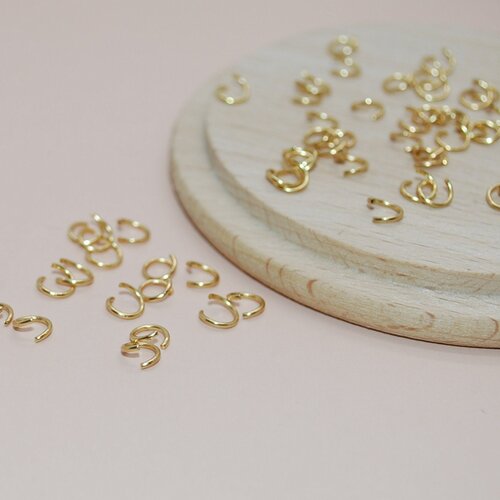 Lot de 50 anneaux de jonction en acier inoxydable doré pour création de bijoux, lot anneaux 5mm doré